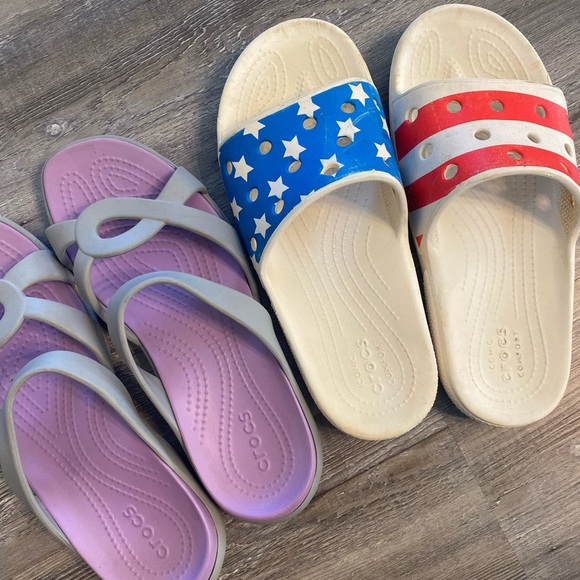 2 Pairs! CROCS Sandals Good Used Condition Womens 9 - Picture 4 of 7